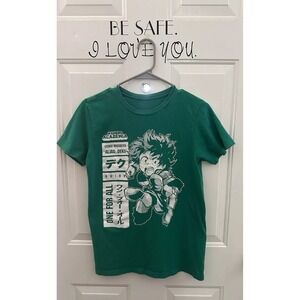 My hero academia official anime Graphic T-shirt Green‎ Teen Size XS